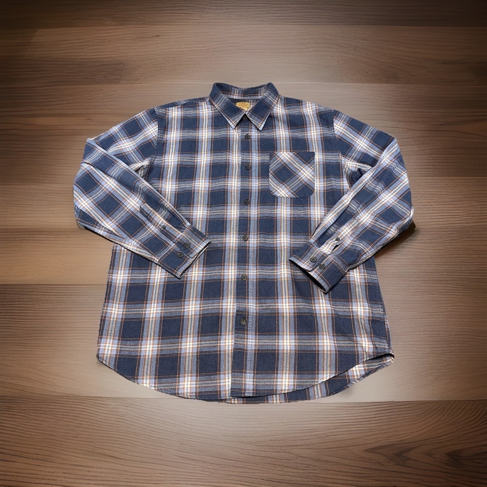 Telluride Clothing Co. Shirt‎ Men's Size XL  Blue Flannel Plaid Cotton Button Up